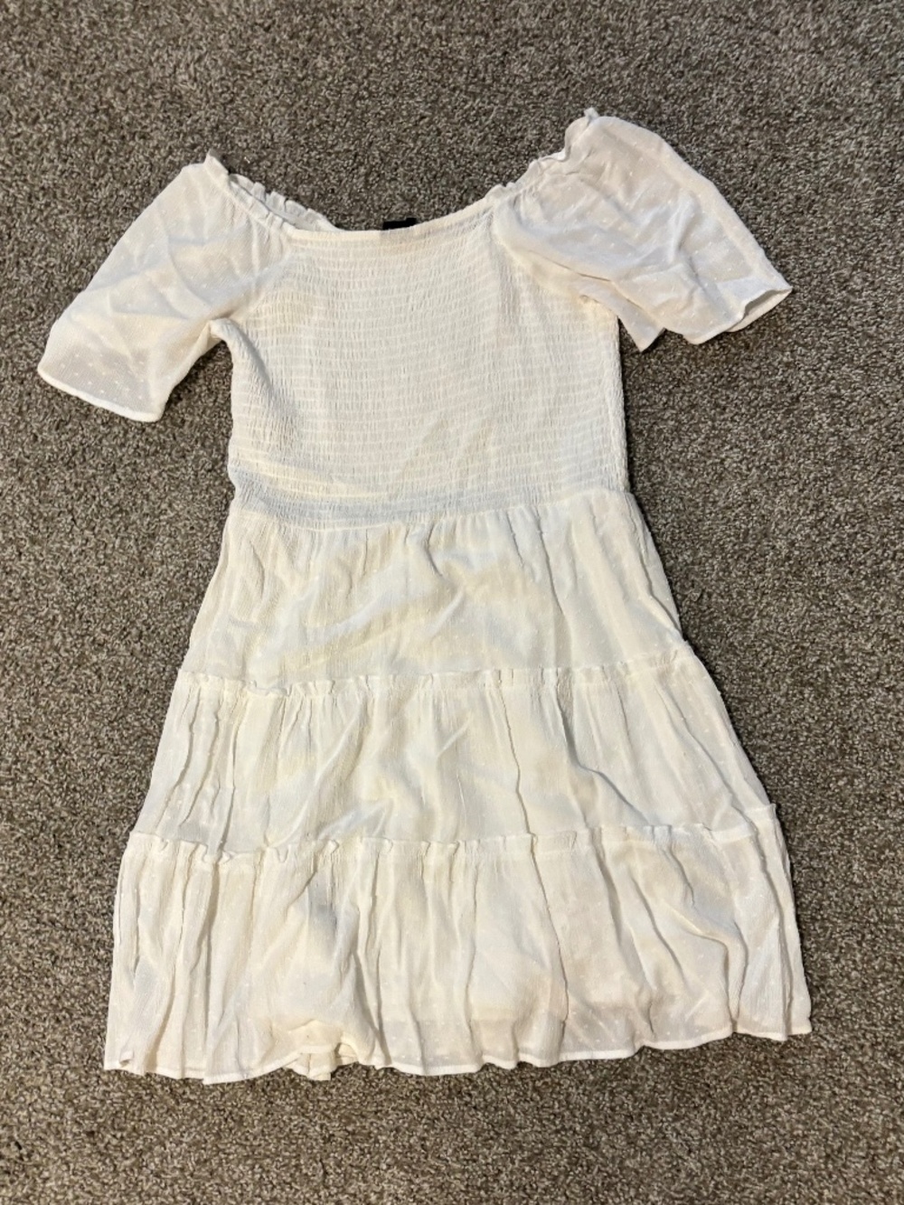 White Smocked Mini Dress